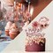 Rose Gold Cake Topper Decoration with Happy Birthday Candles Happy Birthday Banner Confetti Balloon Paper Fans For Rose Gold Theme Party Decor Girl Women Birthday Party